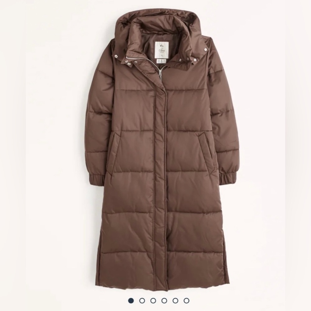 Abercrombie Chocolate Brown Ultra Long Puffer Coat Size XL
